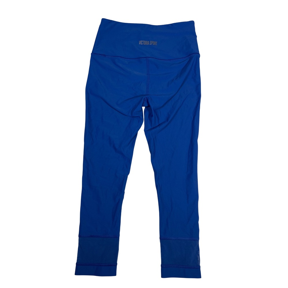 Victoria Sport Womens High Rise Mesh Panel Cropped Leggings Cobalt Blue XS